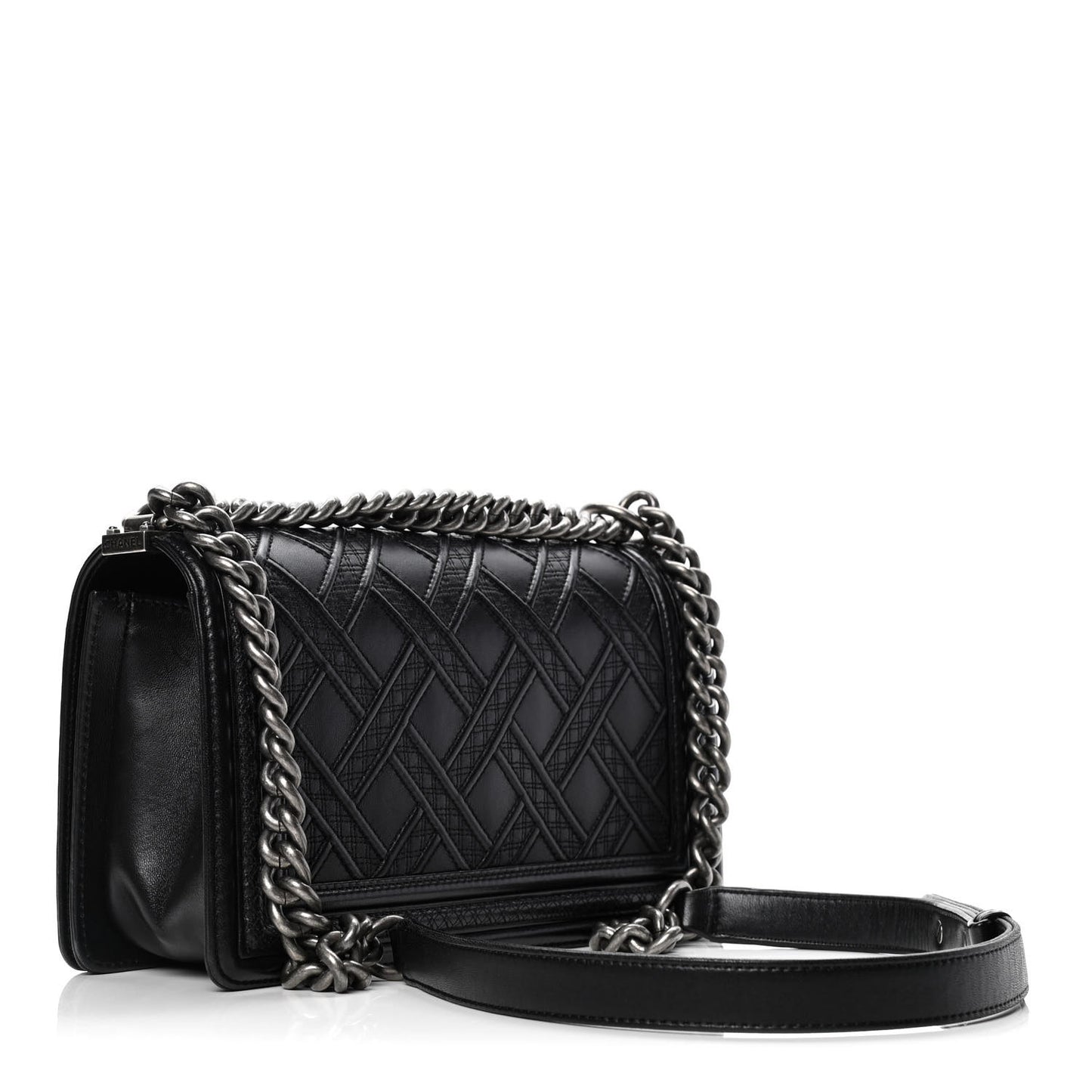 Lambskin Stitched Medium Boy Flap Black