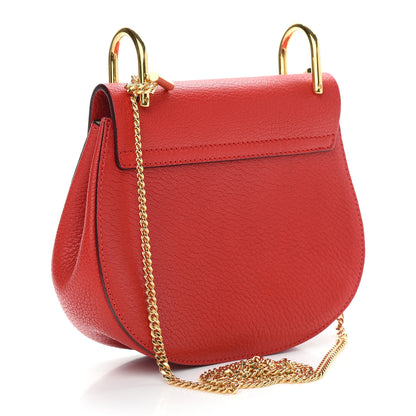 Chloe Grained Lambskin Mini Drew Shoulder Bag Plaid Red 3 of 8