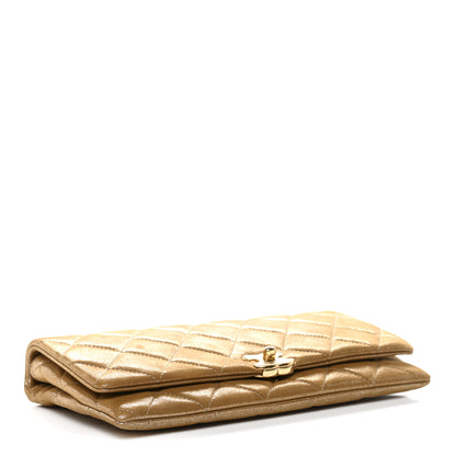 Chanel Iridescent Calfskin Quilted Crystal Chain Flap Clutch  Gold 4 of 10