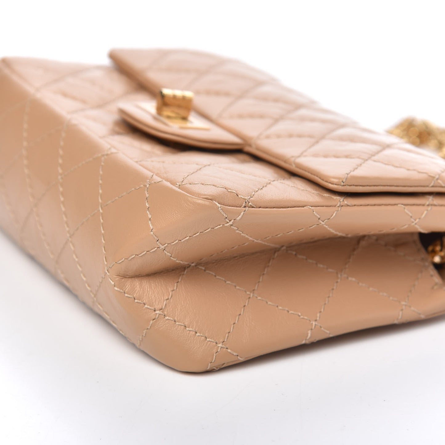 Aged Calfskin Quilted 2.55 Reissue Mini Flap Beige