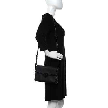 Valentino Garavani Vitello Monochrome Medium Rockstud Flip Lock Crossbody Bag Black 2 of 10
