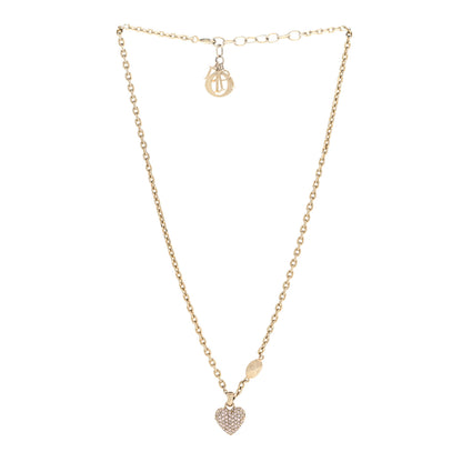 Christian Dior Metal Crystal Logo Heart Pendant Necklace Gold 3 of 6