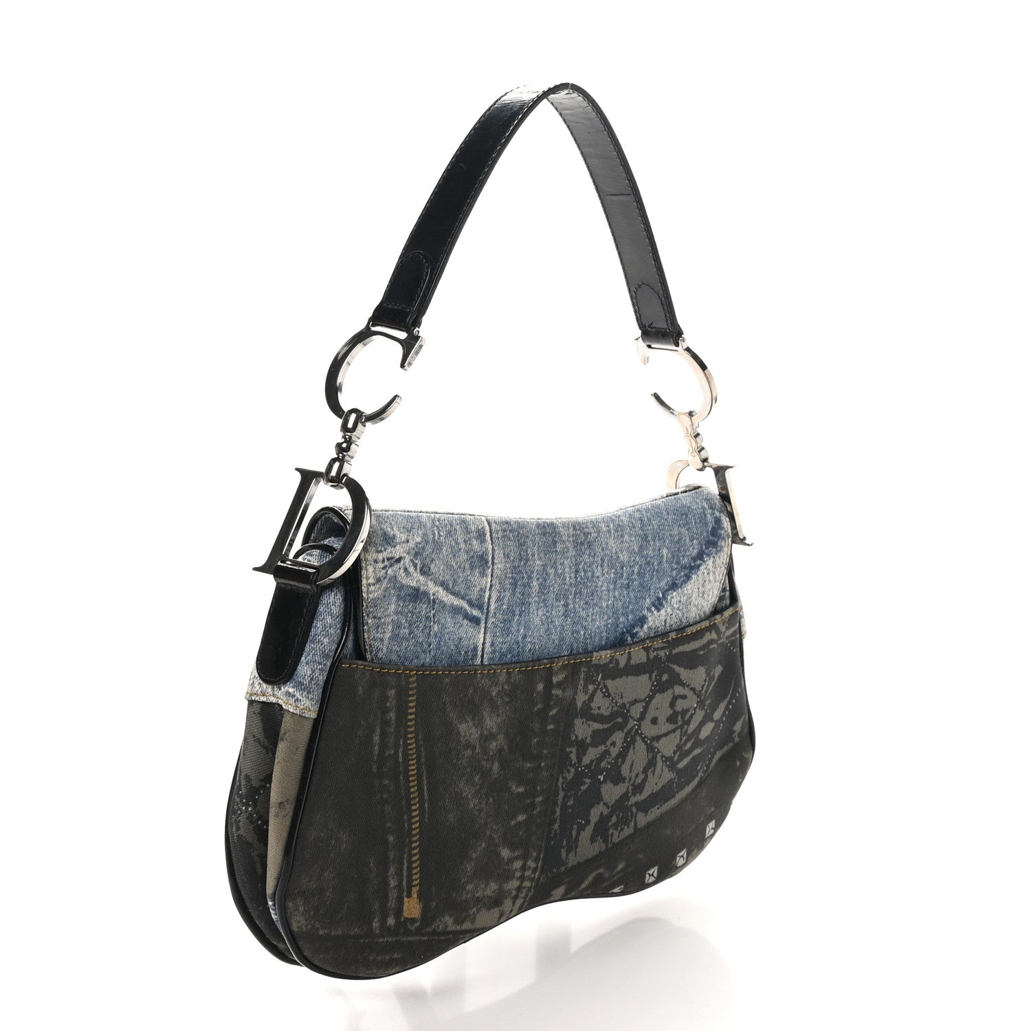 Christian Dior Denim Speedway Double Saddle Bag Blue 3 of 10