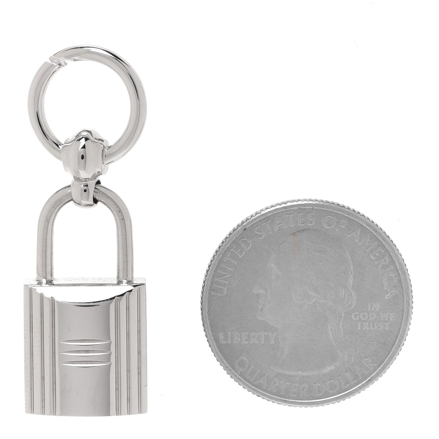 Hermes Permabrass Mini Loop Charms Cadenas Scarf Ring Silver 2 of 4