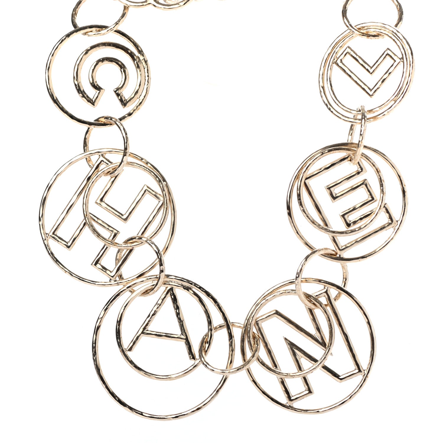 Chanel Metal Hoop Cuba Logo Necklace Gold 1 of 4