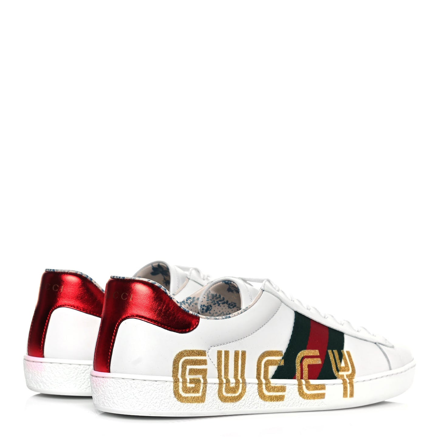 X SEGA Calfskin Ayers Mens Web Guccy Ace Sneakers 10 White