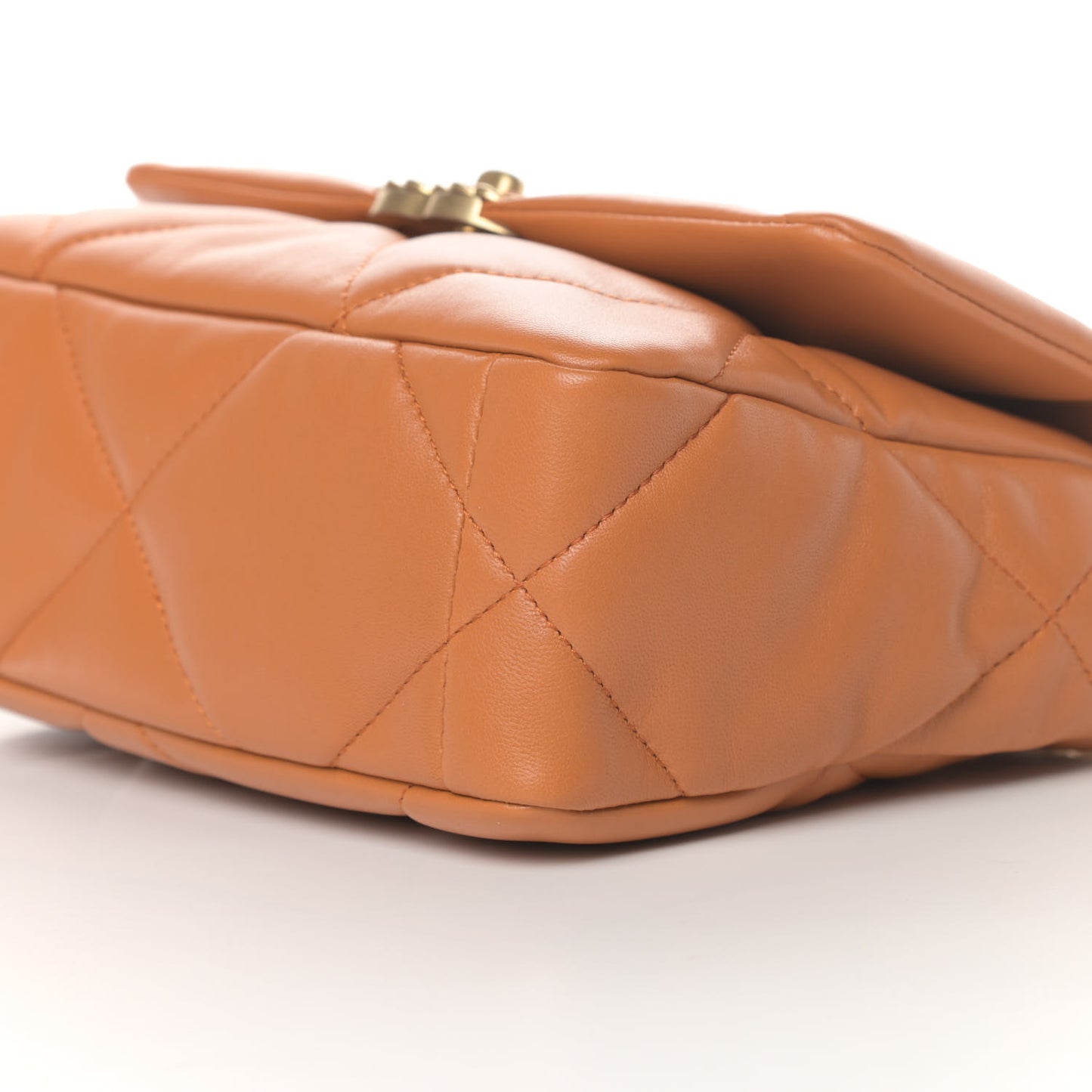 Lambskin Quilted Medium Chanel 19 Flap Light Brown