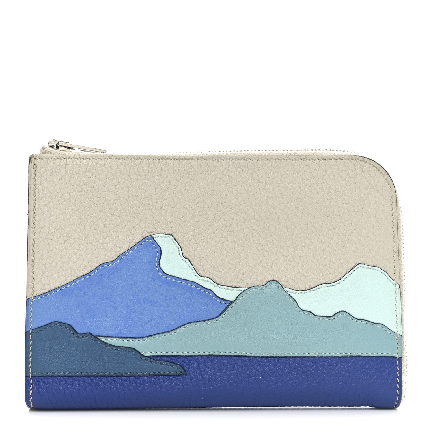 Hermes Togo Swift Endless Road Zip Wallet Gris Perle Bleu De Malte 1 of 8