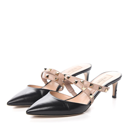Valentino Garavani Nappa Rockstud Criss Cross 55mm Mules 37 Black Poudre 3 of 10
