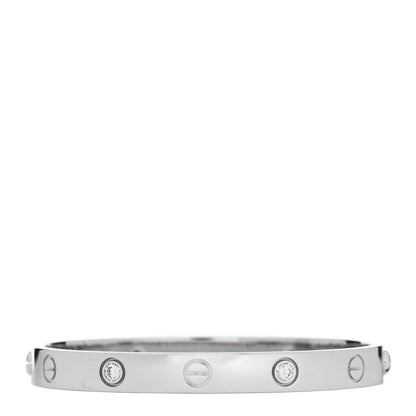 Cartier 18K White Gold 4 Diamond LOVE Bracelet 16 2 of 7