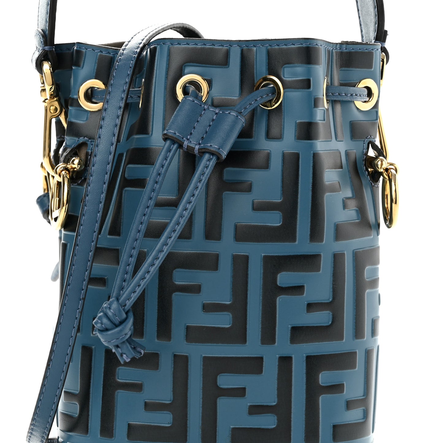 Vitello Liberty F is Fendi Bi-Color FF 1974 Embossed Mini Mon Tresor Bucket Bag Balena Black