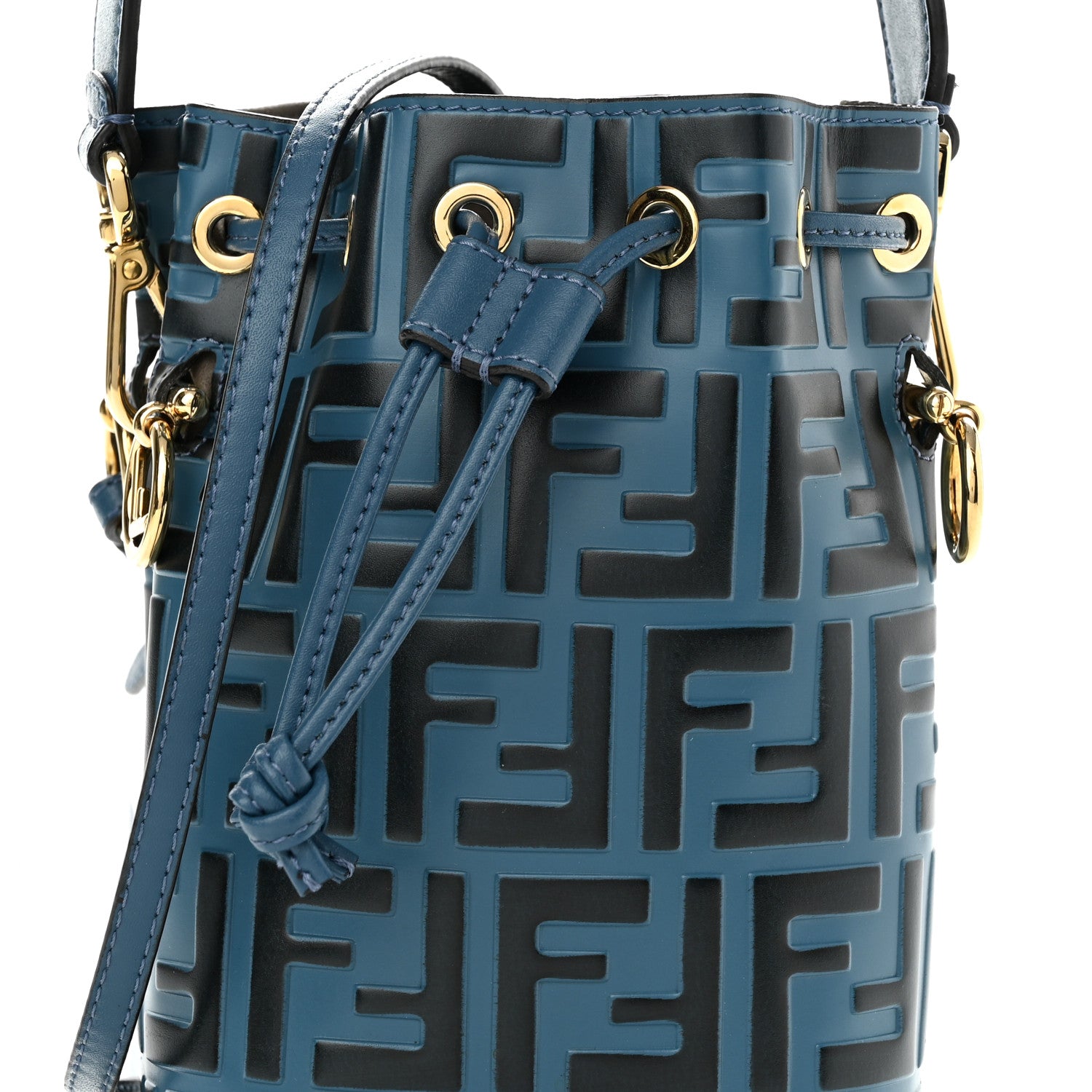 Fendi Vitello Liberty F is Fendi Bi-Color FF 1974 Embossed Mini Mon Tresor Bucket Bag Balena Black 8 of 10