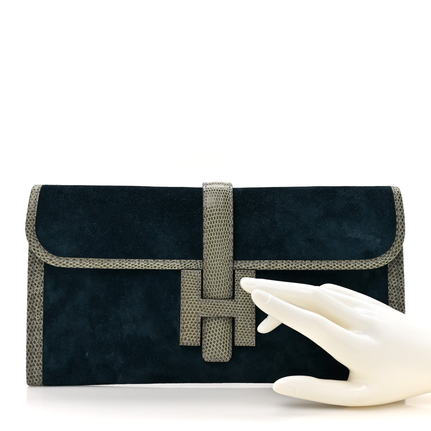 Hermes Veau Doblis Lizard Jige Elan 29 Clutch Bleu Ocean 2 of 9