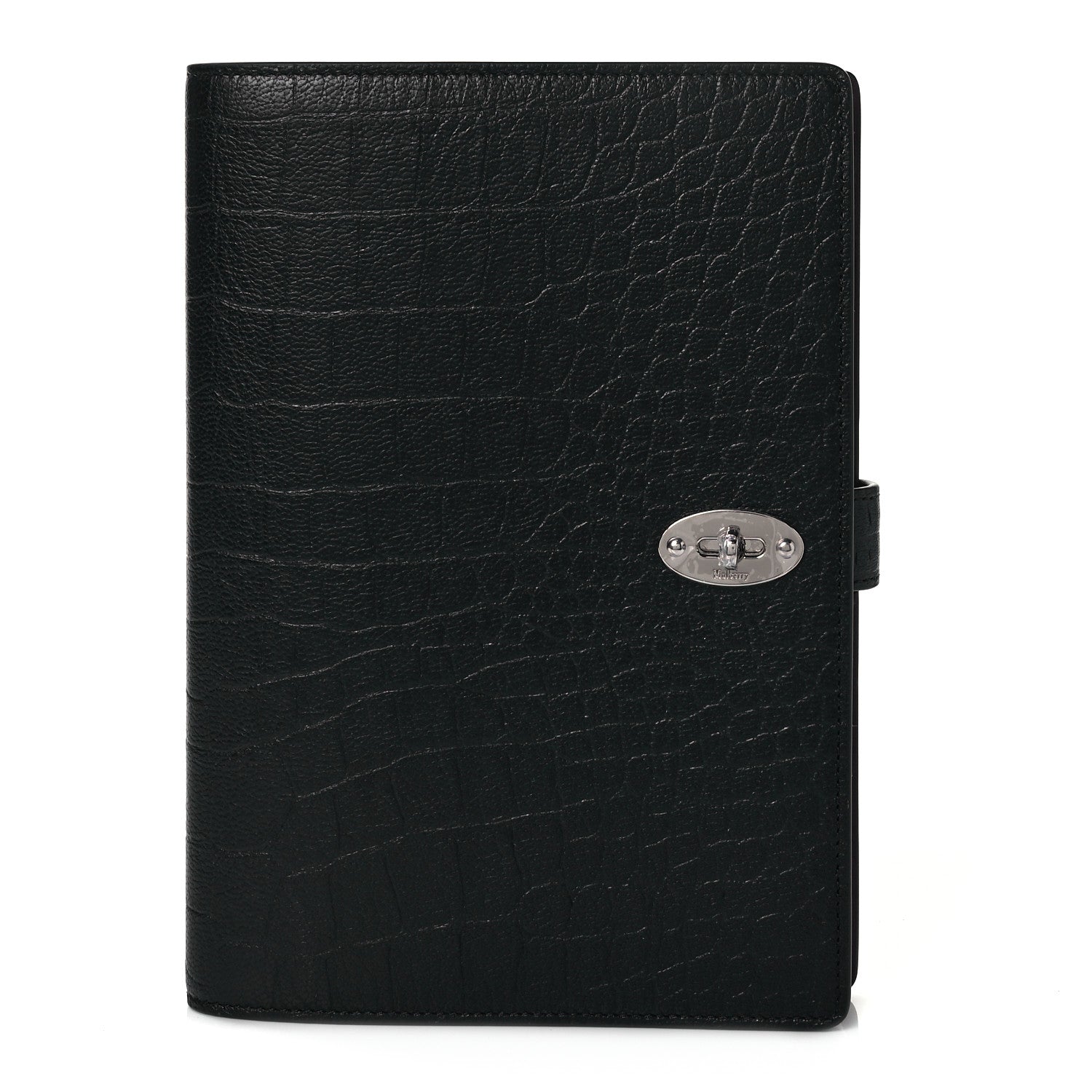 Mulberry Calfskin Crocodile Embossed Postman's Lock Agenda Black 1 of 9