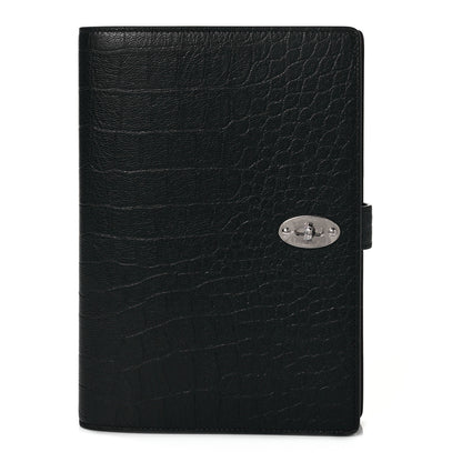 Mulberry Calfskin Crocodile Embossed Postman's Lock Agenda Black 1 of 9