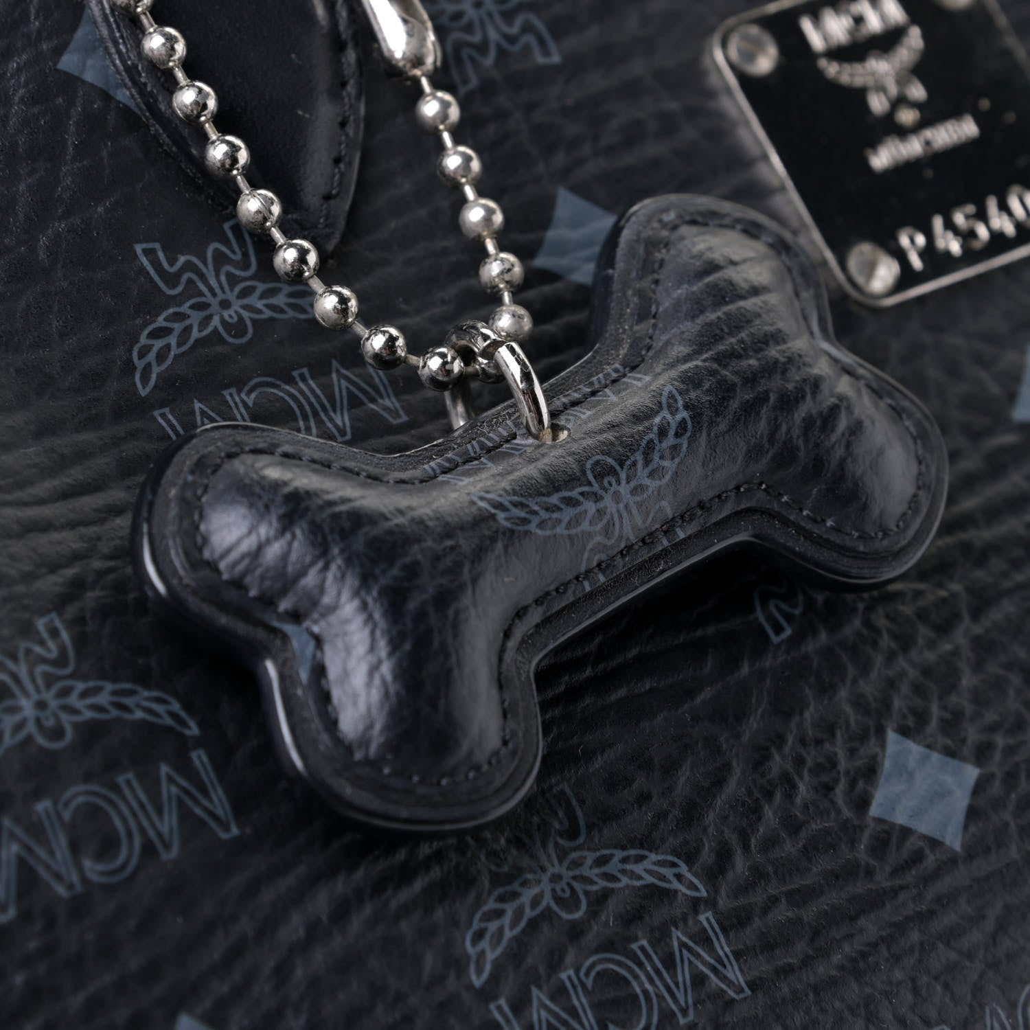 MCM Visetos Dog Bone Shopper Tote Black 6 of 8