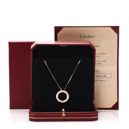 Cartier 18K Pink Gold Diamond LOVE Paved Necklace 5 of 5