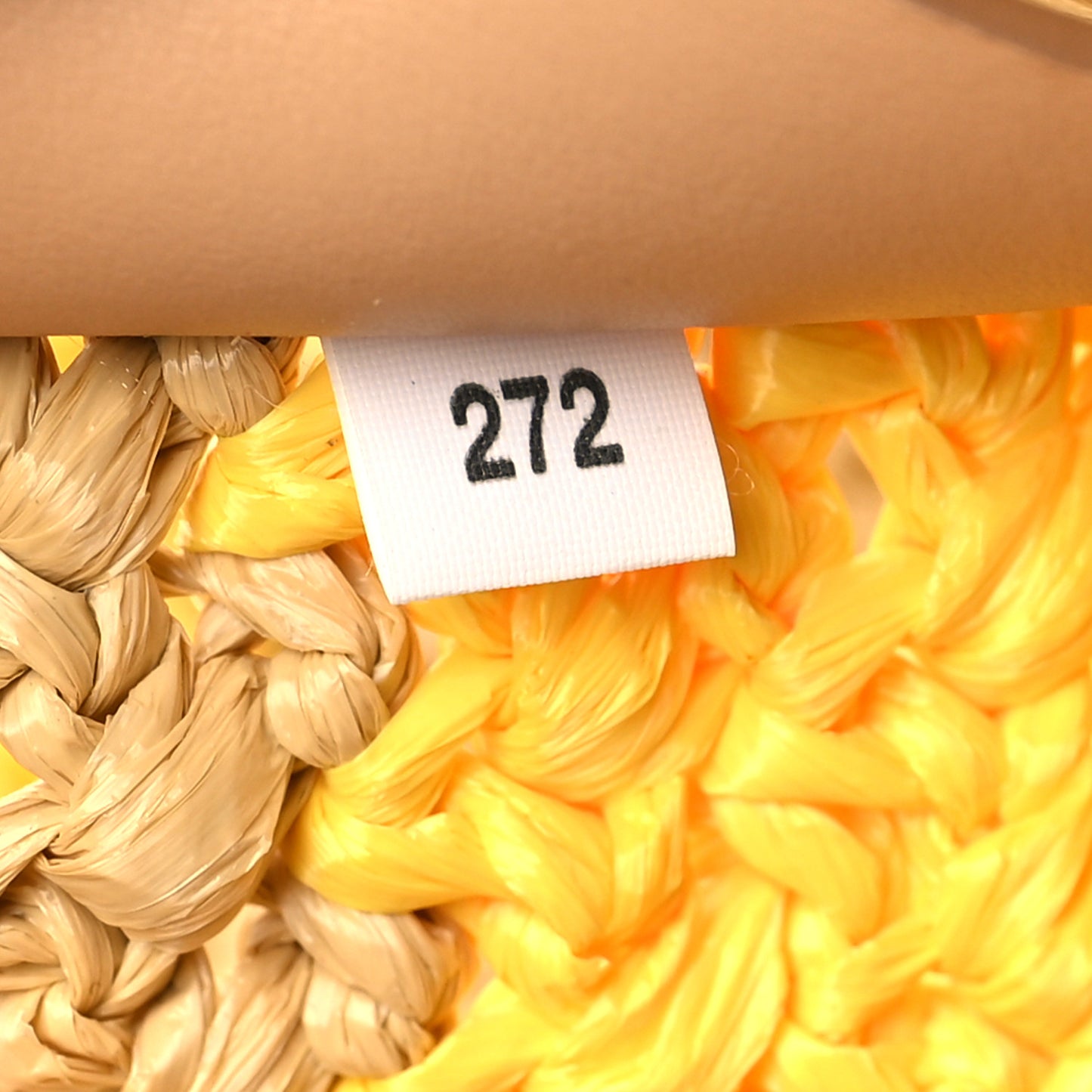 Yarn Raffia Effect Crochet Striped Small Logo Tote Naturale Giallo