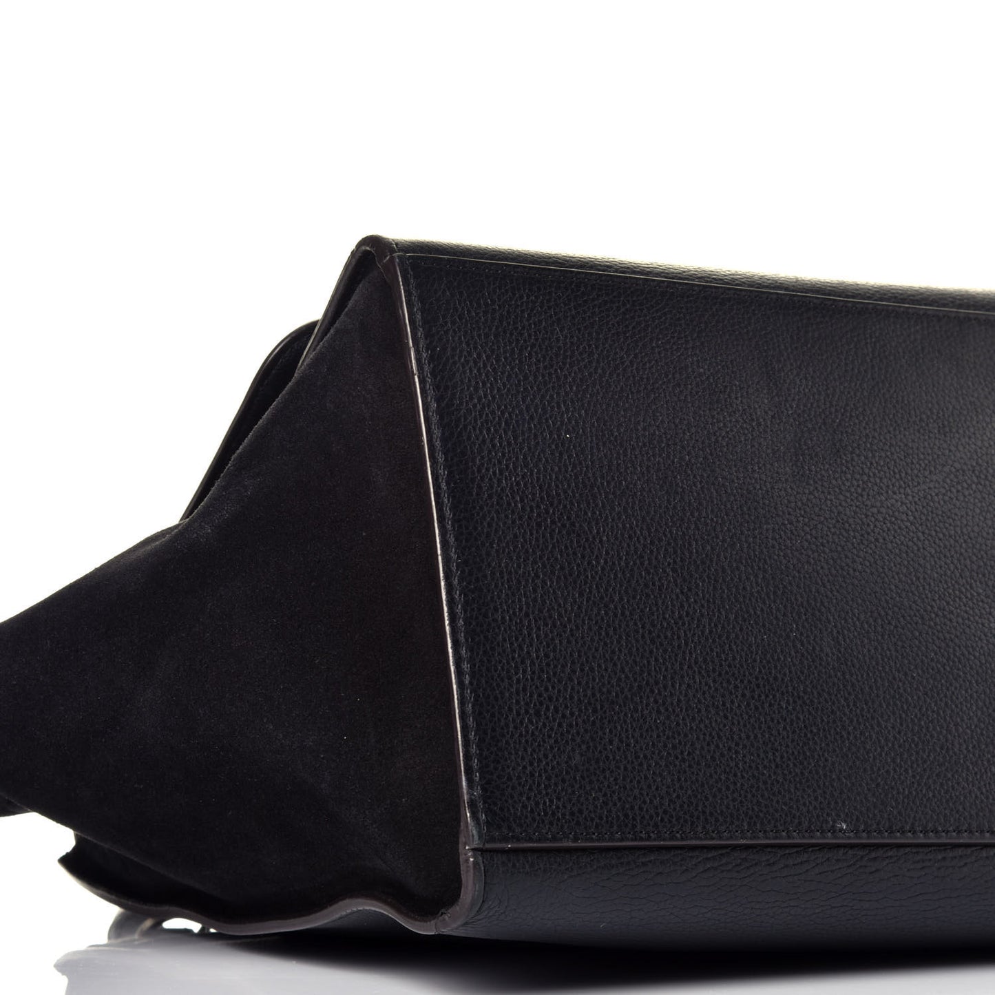 Drummed Calfskin Suede Medium Trapeze Black