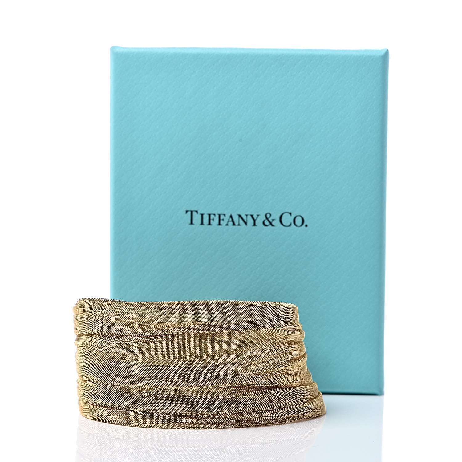 Tiffany 18K Yellow Gold Platinum Diamond Mesh Bracelet 6 of 6