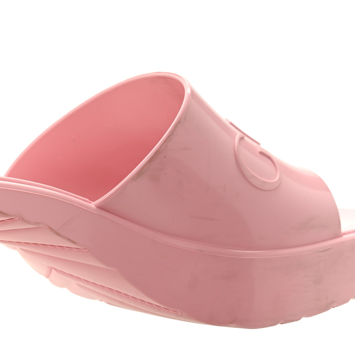 Gucci Rubber Gucci Logo Womens Platform 20/60mm Slide Sandals 41 Wild Rose 11 of 13