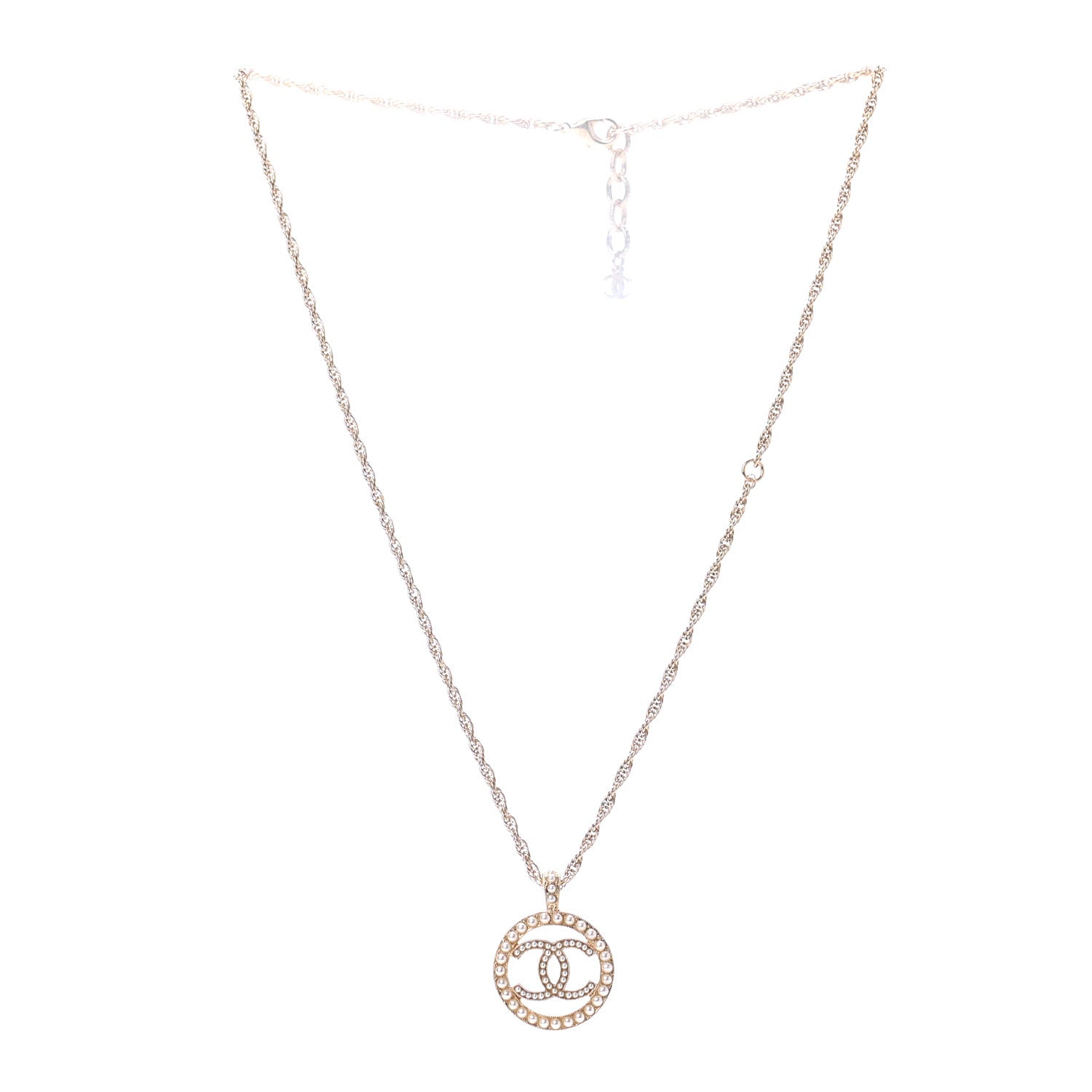 Chanel Pearl CC Round Pendant Necklace Gold 2 of 4