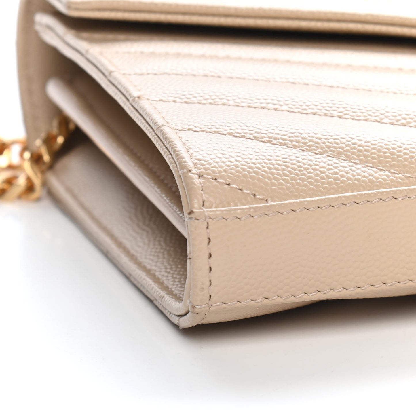 Grain De Poudre Matelasse Chevron Monogram Chain Wallet Nude Powder