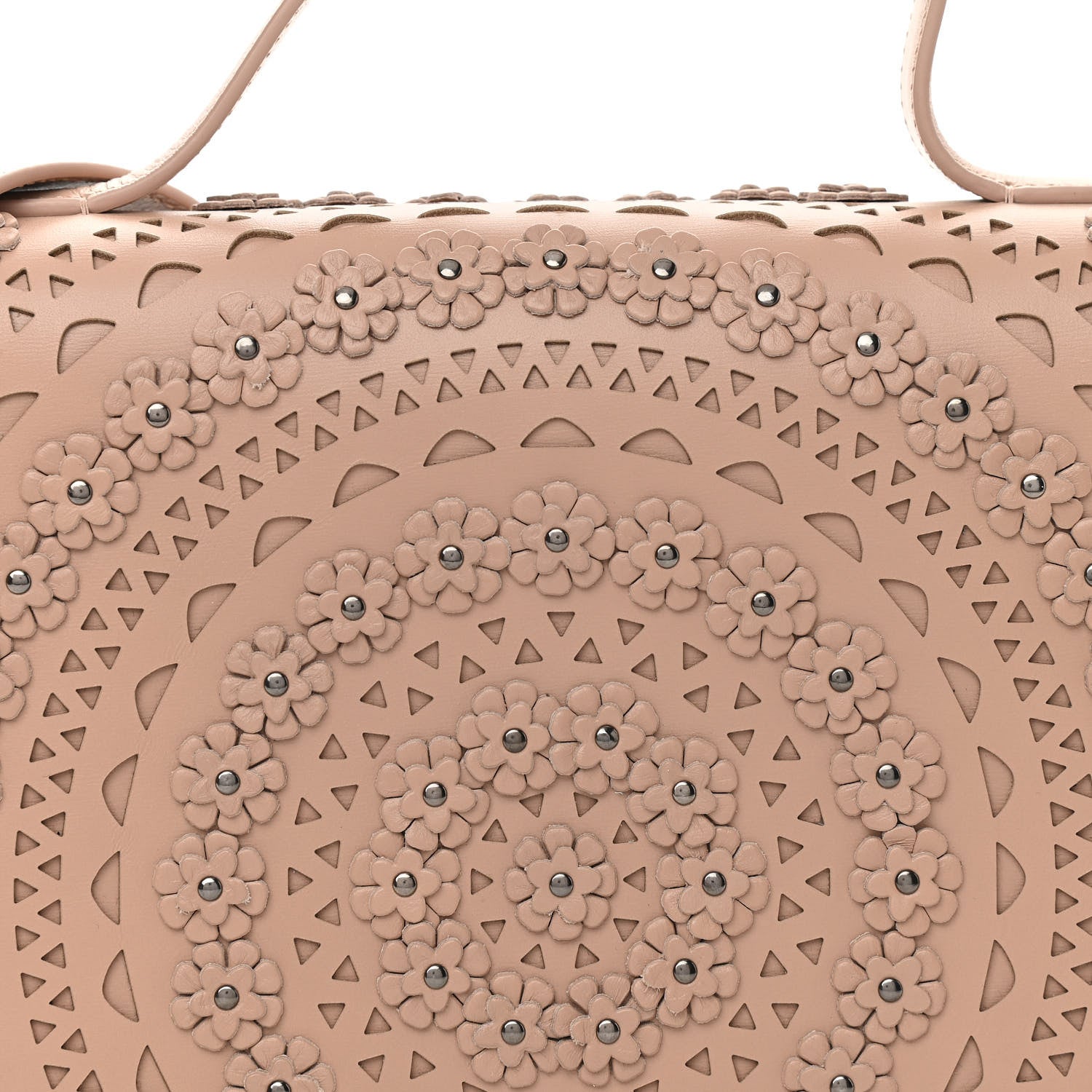 Alaia Calfskin Laser Cut Studded Medium Franca Crossbody Sable 9 of 13
