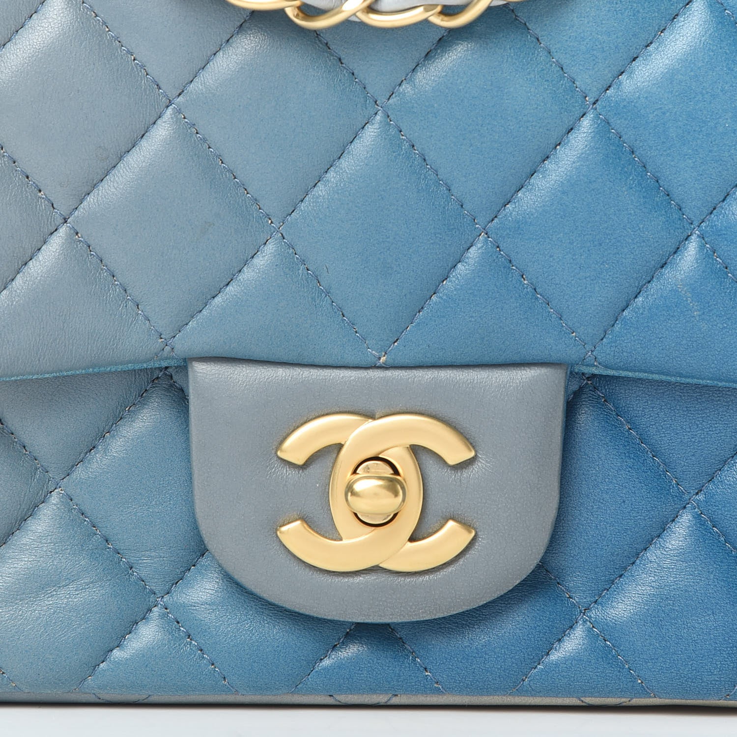 Chanel Lambskin Degrade Quilted Mini Square Flap Light Blue 8 of 16