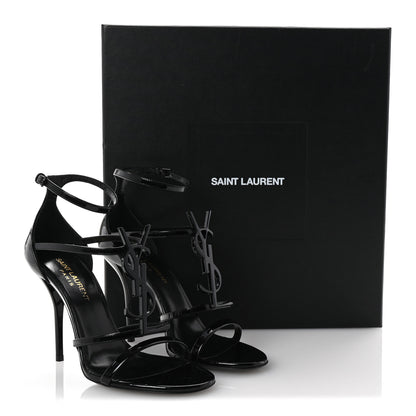 Saint Laurent Patent Cassandra 100 Ankle Strap Sandals 35.5 Black 9 of 9