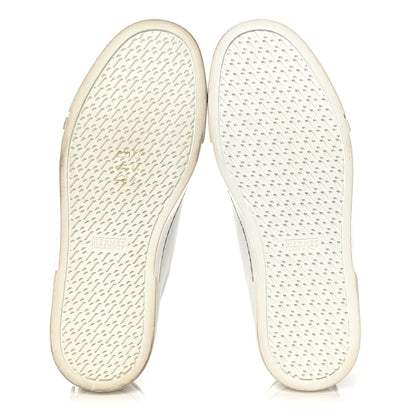 Hermes Calfskin Epsom Womens Velvet Sneakers 37 White Silver 5 of 11