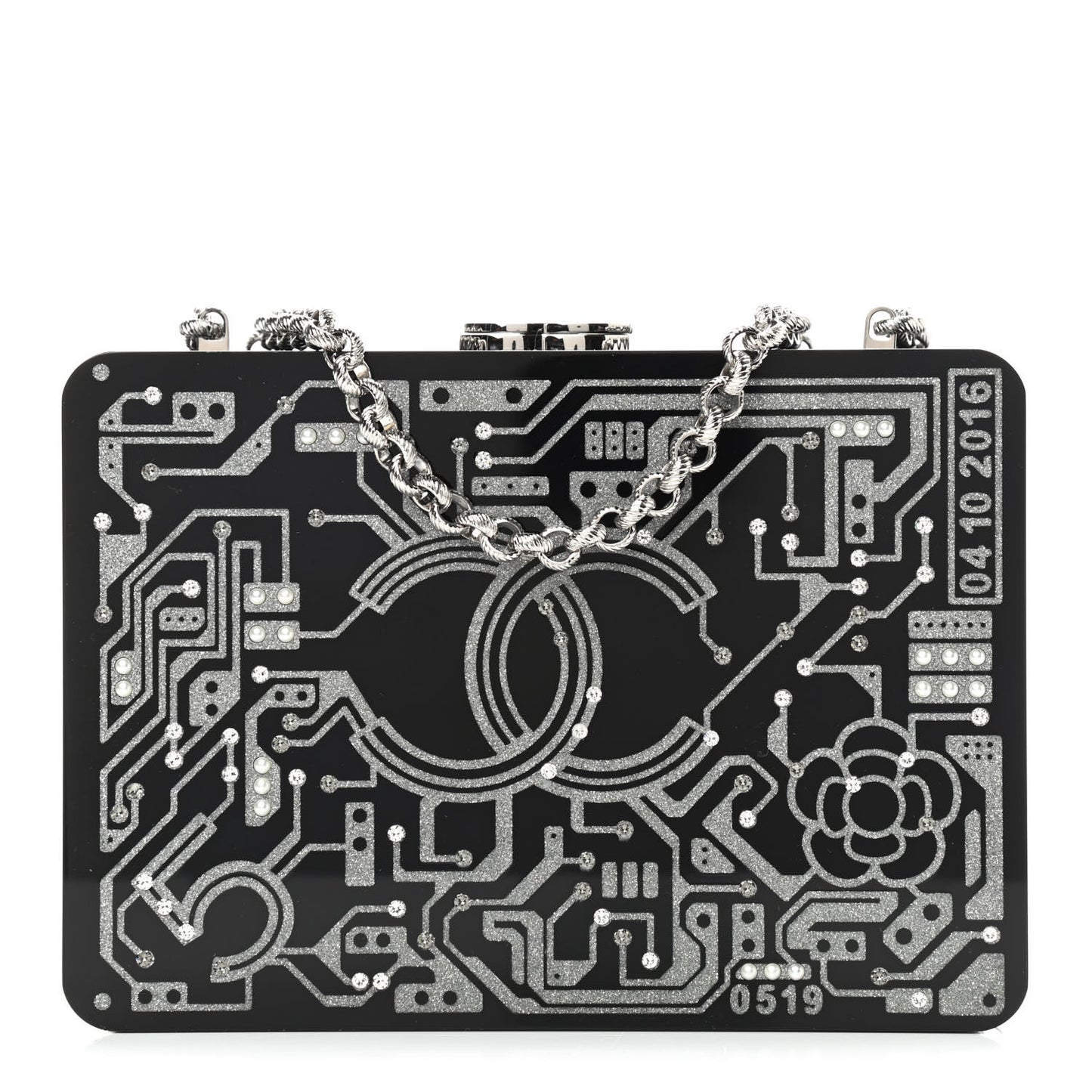 Plexiglass Crystal Minaudiere Clutch Black