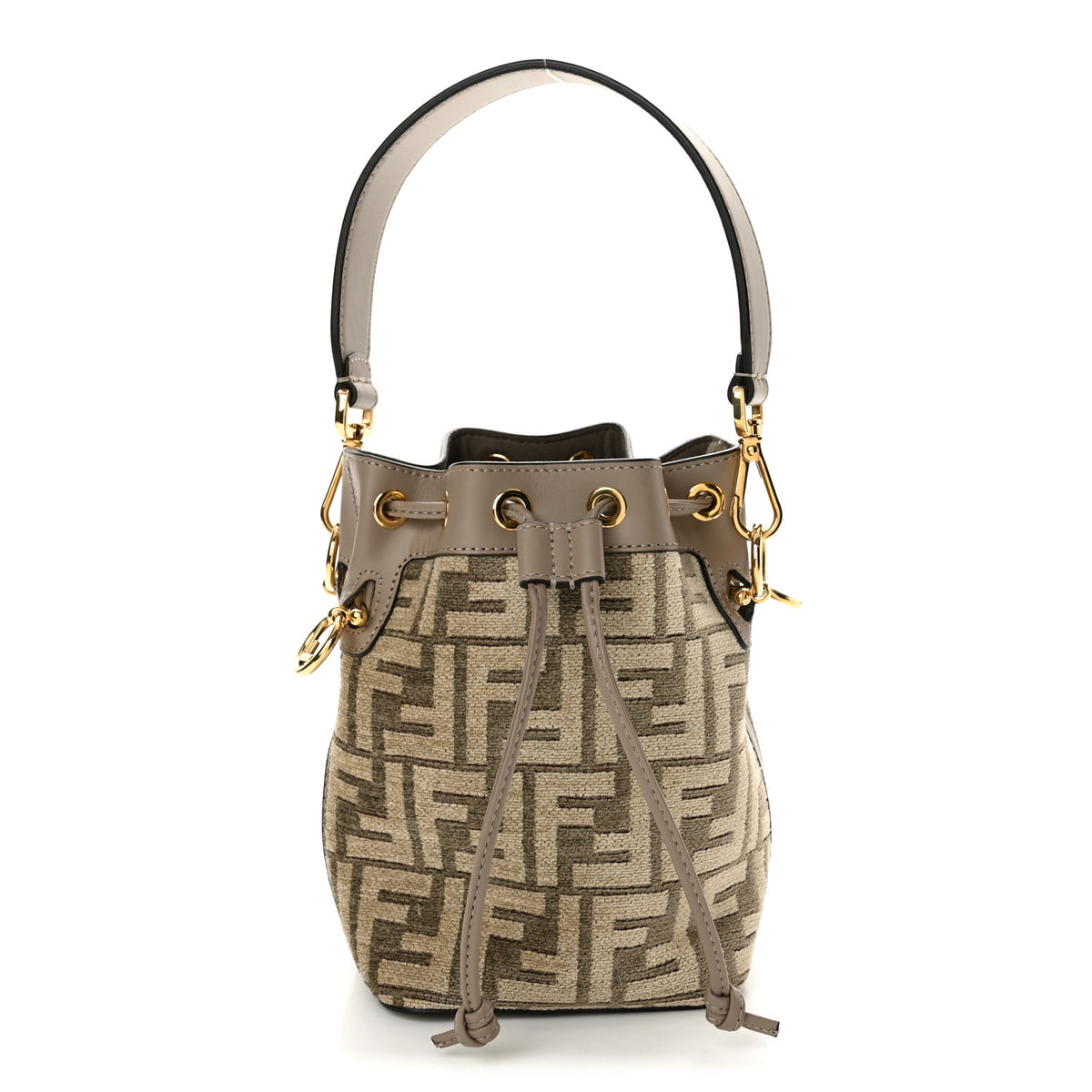 Fendi Chenille Vitello King FF Mini Mon Tresor Bucket Bag Tortora Nuvola 1 of 14