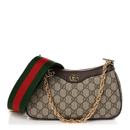 Gucci GG Supreme Monogram Textured Dollar Calfskin Web Small Ophidia GG Handbag Beige Ebony New Acero 1 of 10