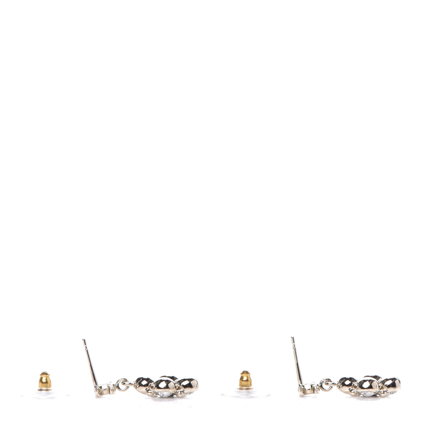 Chanel Crystal Resin CC Drop Earrings Light Gold Black 4 of 5