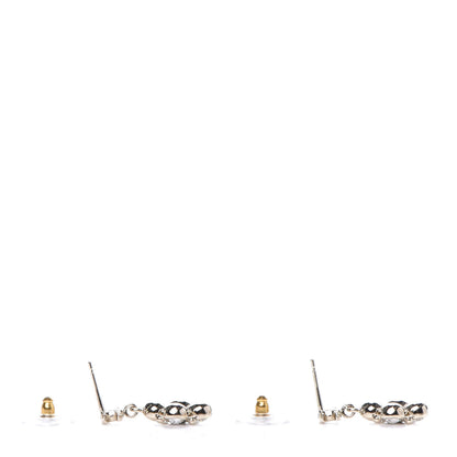 Chanel Crystal Resin CC Drop Earrings Light Gold Black 4 of 5