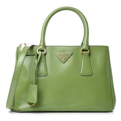 Prada Saffiano Vernice Mini Galleria Double Zip Tote Green 1 of 19