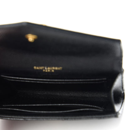 Saint Laurent Grain De Poudre Matelasse Chevron Small Monogram Envelope Wallet Black 5 of 10