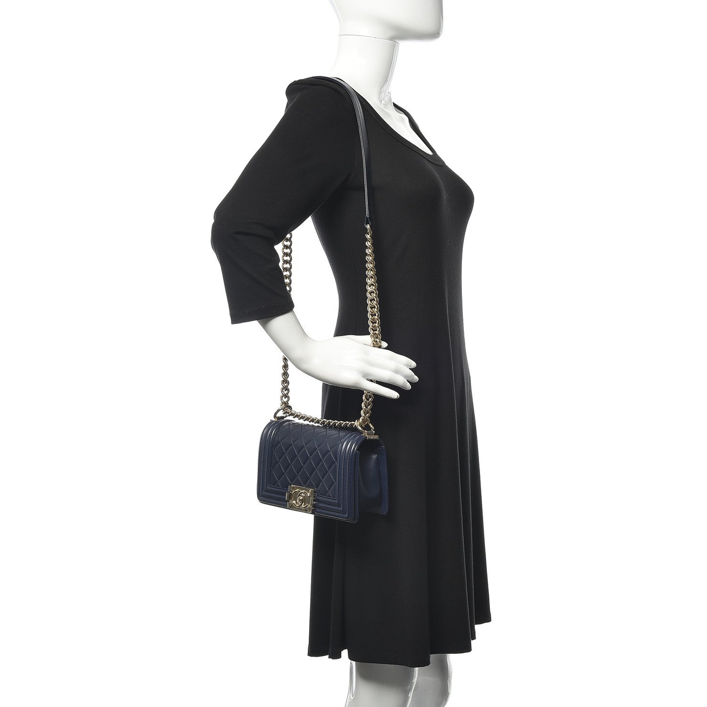Lambskin Quilted Small Boy Flap Navy