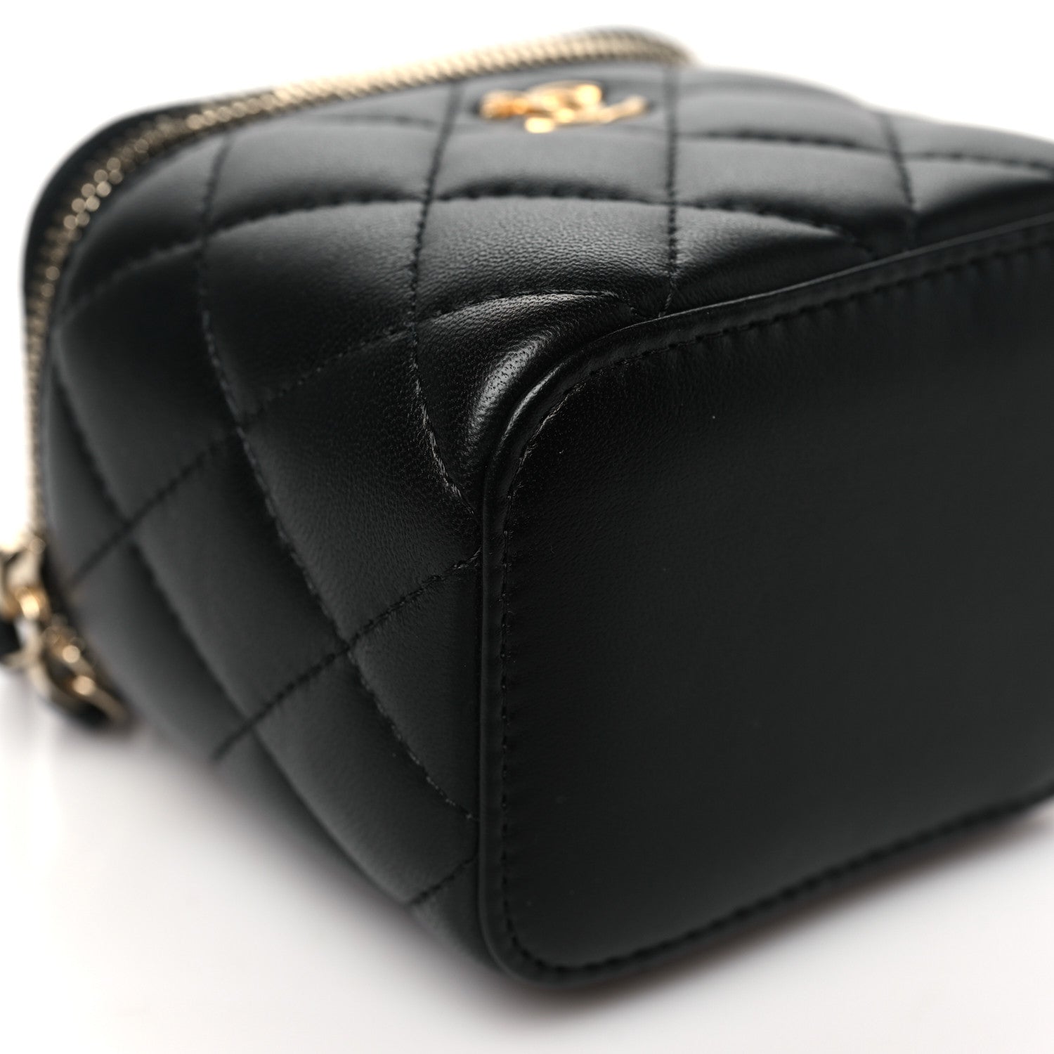 Chanel Lambskin Quilted Mini Pearl Crush Vanity Case With Chain Black 9 of 10