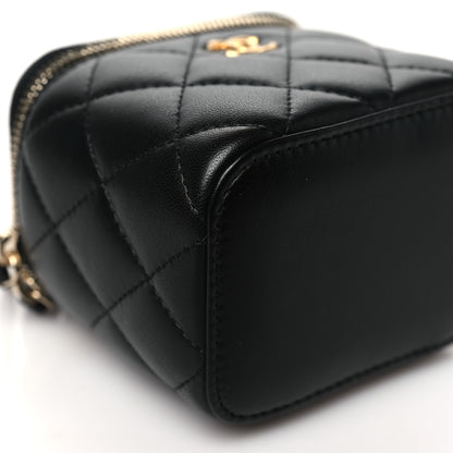 Chanel Lambskin Quilted Mini Pearl Crush Vanity Case With Chain Black 9 of 10