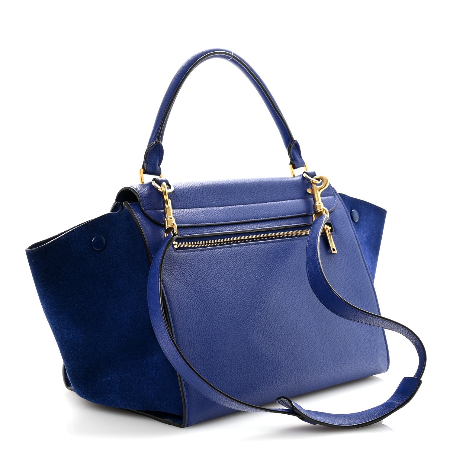 Celine Drummed Calfskin Suede Medium Trapeze Indigo 3 of 9