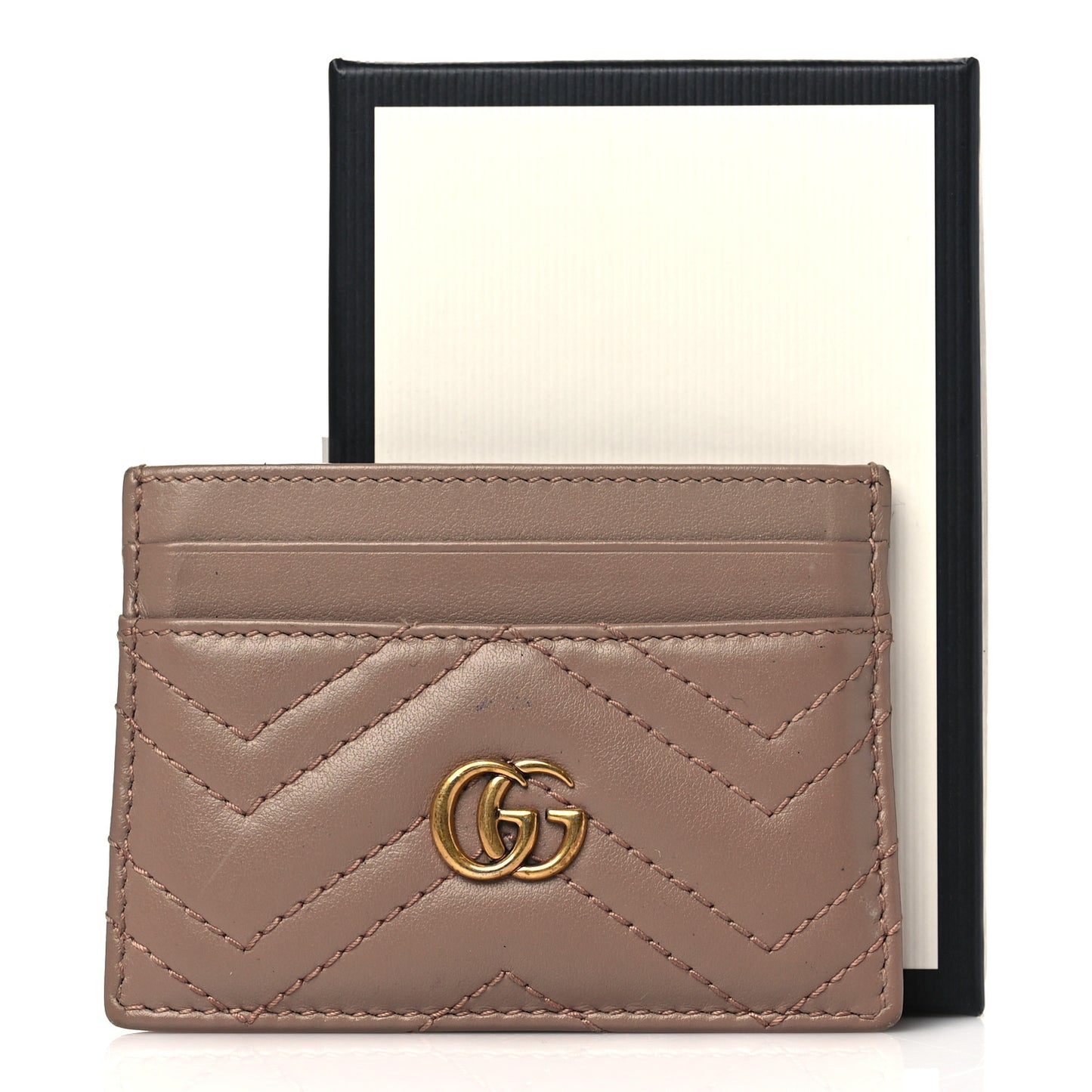 Calfskin Matelasse GG Marmont Card Holder Porcelain Rose