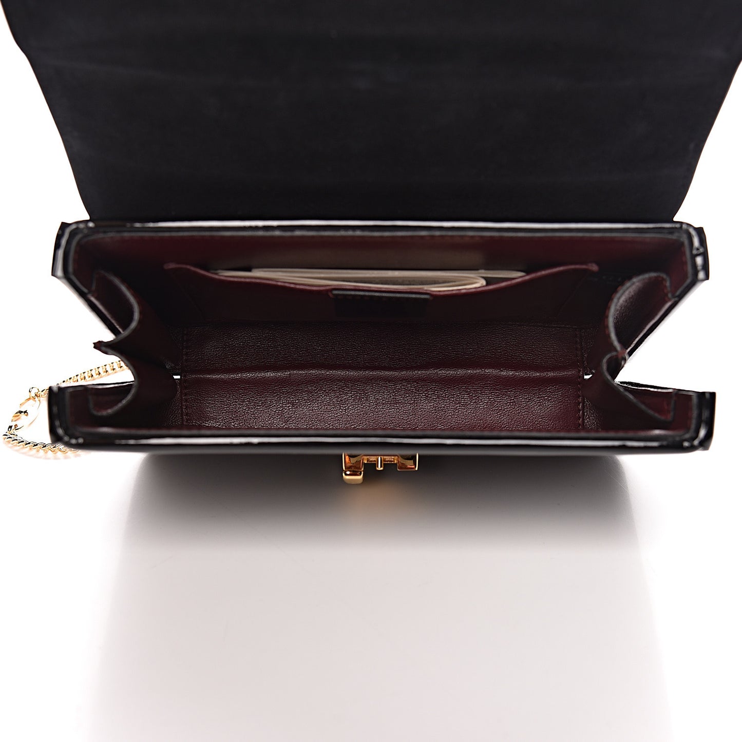 Mousse Top Patent Mini Sylvie 1969 Top Handle Bag Black