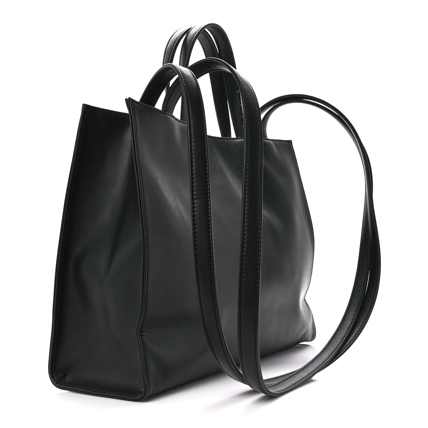 Vegan Leather Medium Shopping Bag Black