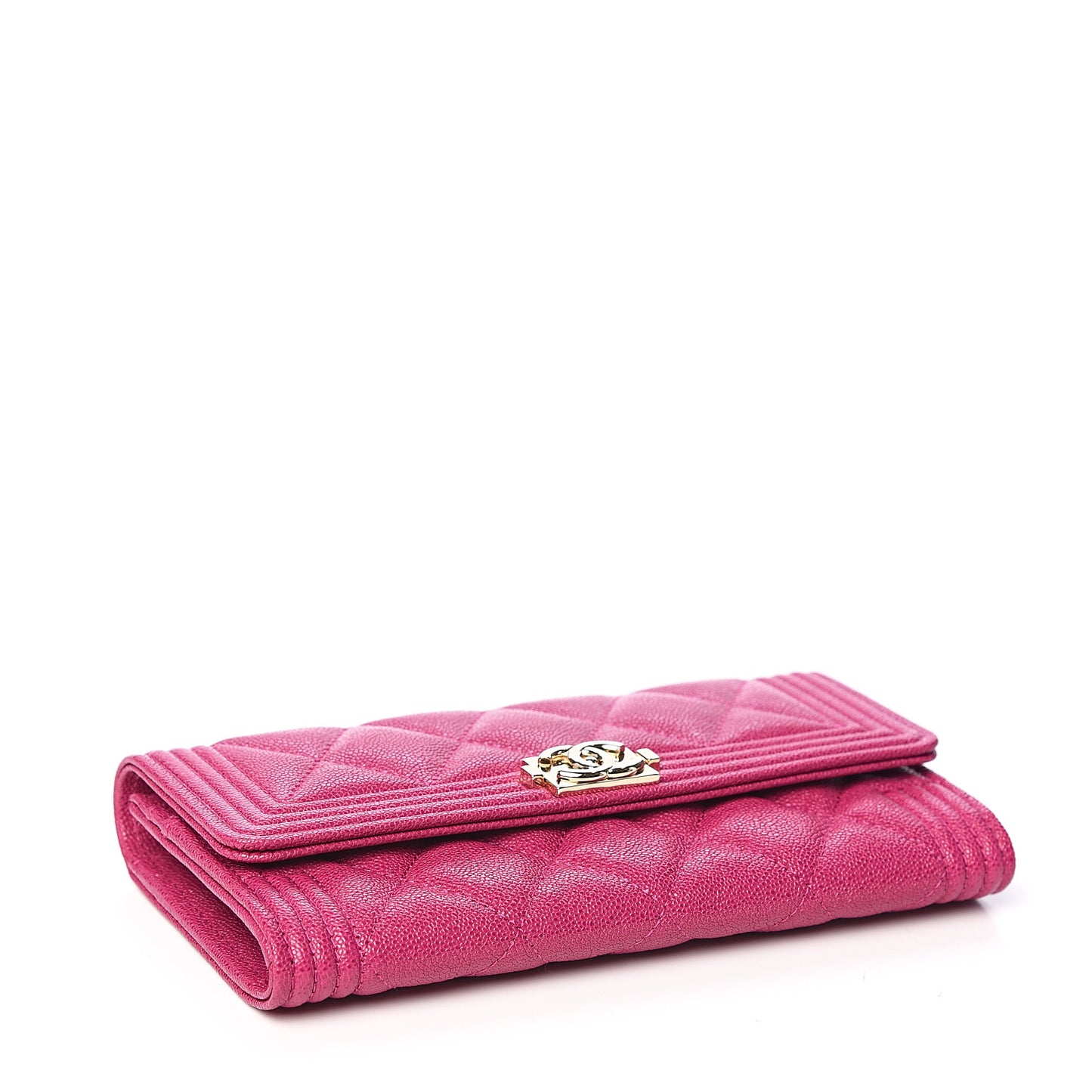 Caviar Quilted Medium Boy Flap Wallet Fuchsia
