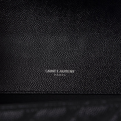 Saint Laurent Grain De Poudre Textured Mixed Matelasse Triquilt Medium Monogram Satchel Black 6 of 11