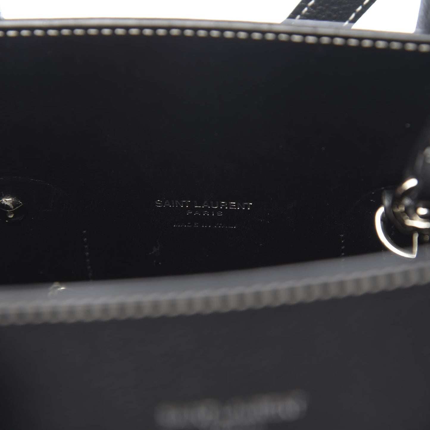 Grained Calfskin Topstitch Small Sac De Jour Black Porcelain