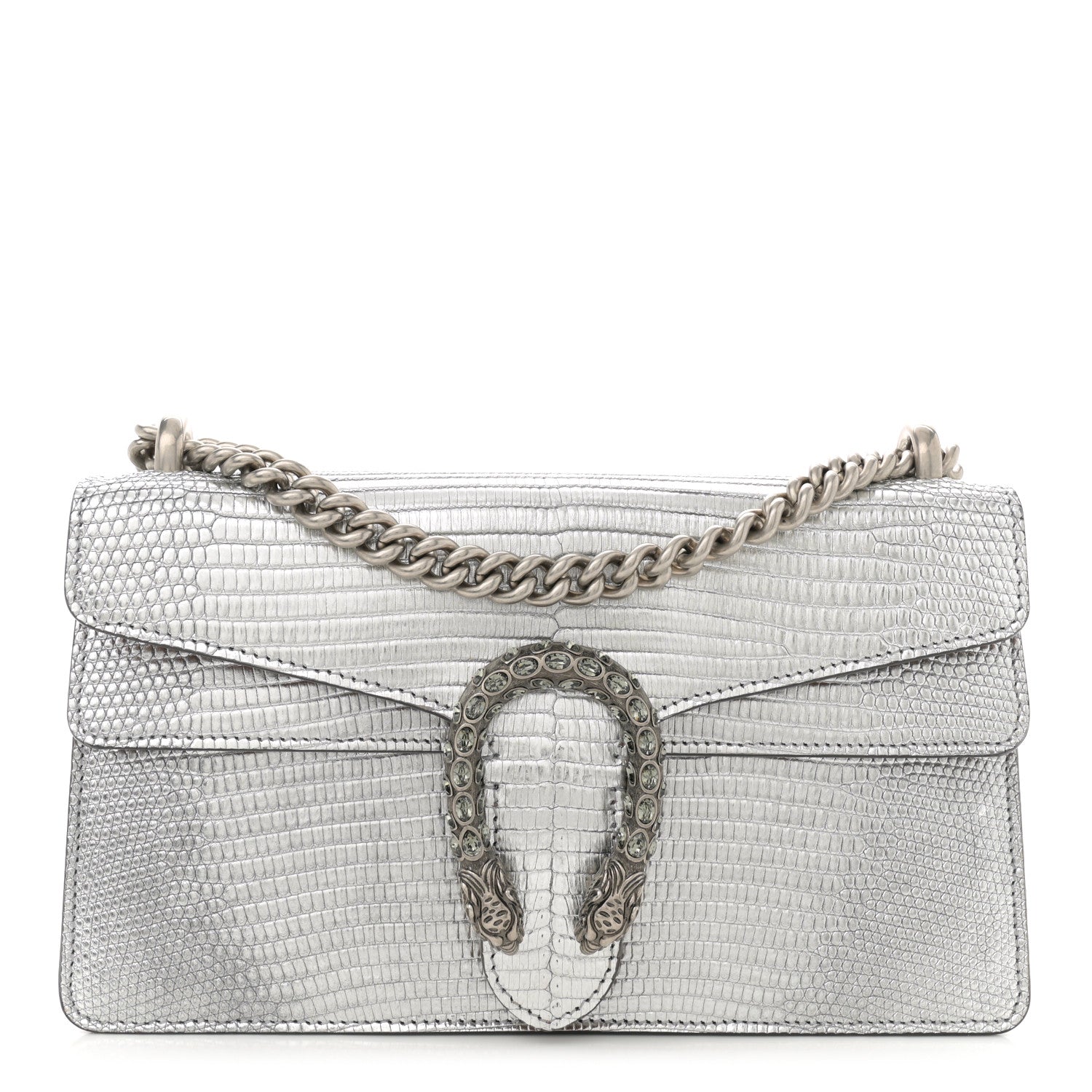Gucci Lizard Crystal Small Dionysus Shoulder Bag Silver 1 of 13