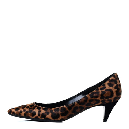 Saint Laurent Calf Hair Leopard Print Pumps 37.5 Brown 1 of 8